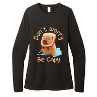 Capybara Dont Worry Be Capy Distressed Capybara Lovers Cute Animal Gift Womens CVC Long Sleeve Shirt