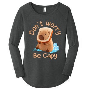 Capybara Dont Worry Be Capy Distressed Capybara Lovers Cute Animal Gift Women's Perfect Tri Tunic Long Sleeve Shirt