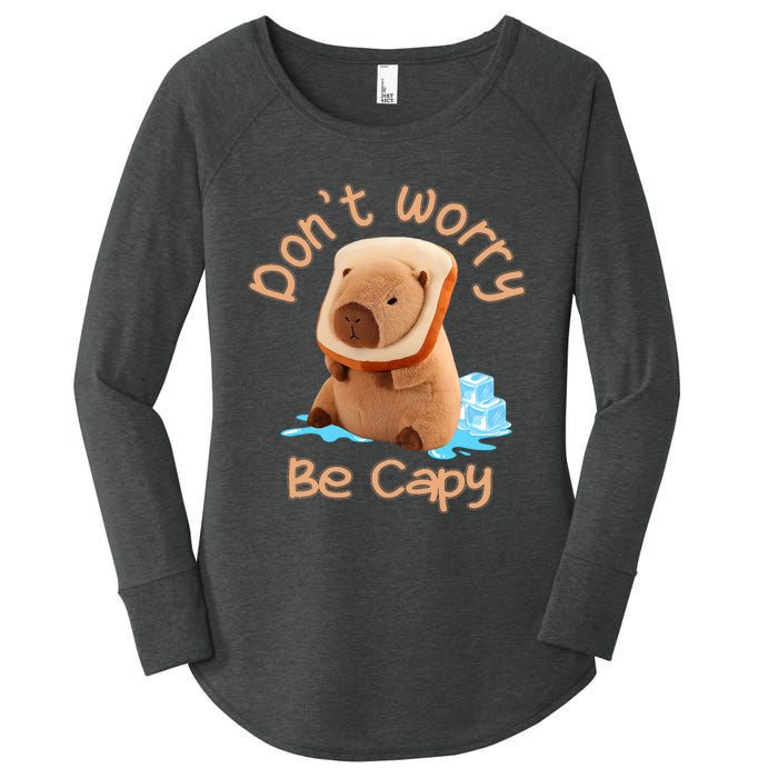 Capybara Dont Worry Be Capy Distressed Capybara Lovers Cute Animal Gift Women's Perfect Tri Tunic Long Sleeve Shirt