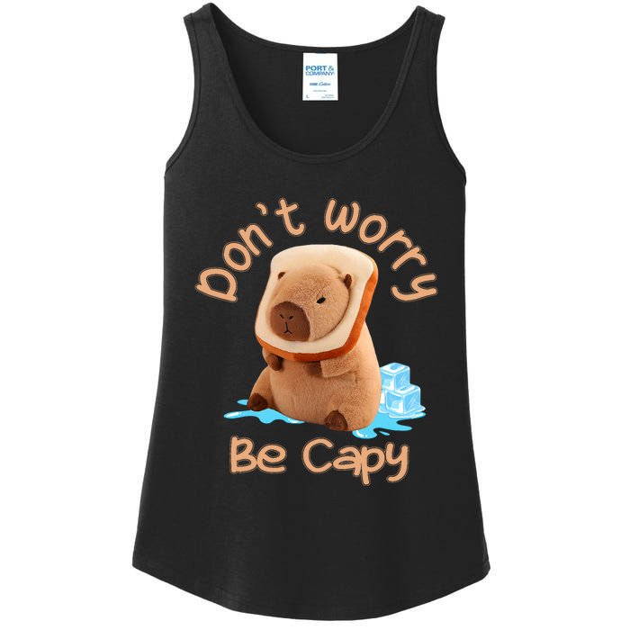 Capybara Dont Worry Be Capy Distressed Capybara Lovers Cute Animal Gift Ladies Essential Tank