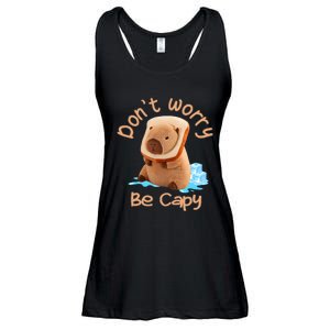 Capybara Dont Worry Be Capy Distressed Capybara Lovers Cute Animal Gift Ladies Essential Flowy Tank