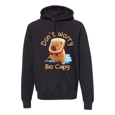 Capybara Dont Worry Be Capy Distressed Capybara Lovers Cute Animal Gift Premium Hoodie