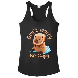 Capybara Dont Worry Be Capy Distressed Capybara Lovers Cute Animal Gift Ladies PosiCharge Competitor Racerback Tank