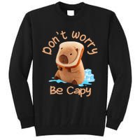 Capybara Dont Worry Be Capy Distressed Capybara Lovers Cute Animal Gift Tall Sweatshirt