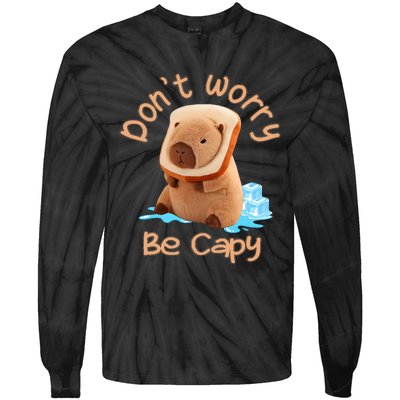 Capybara Dont Worry Be Capy Distressed Capybara Lovers Cute Animal Gift Tie-Dye Long Sleeve Shirt