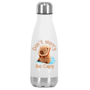 Capybara Dont Worry Be Capy Distressed Capybara Lovers Cute Animal Gift Stainless Steel Insulated Water Bottle