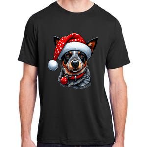 Cattle Dog With Santa Hat Adult ChromaSoft Performance T-Shirt