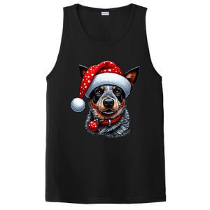 Cattle Dog With Santa Hat PosiCharge Competitor Tank