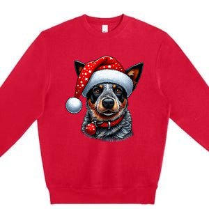 Cattle Dog With Santa Hat Premium Crewneck Sweatshirt