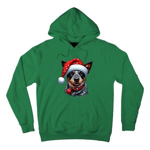 Cattle Dog With Santa Hat Hoodie