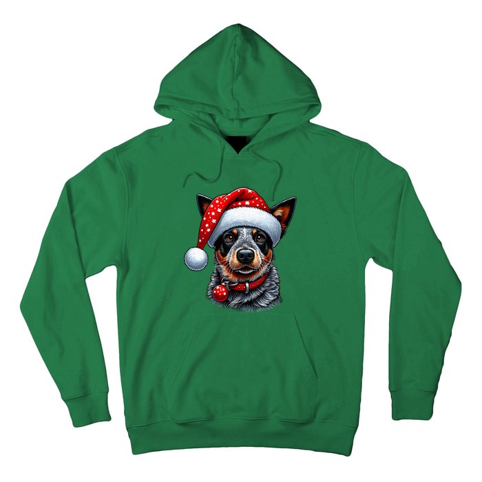 Cattle Dog With Santa Hat Hoodie