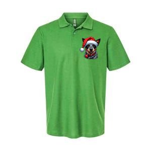 Cattle Dog With Santa Hat Softstyle Adult Sport Polo