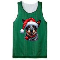 Cattle Dog With Santa Hat Mesh Reversible Basketball Jersey Tank