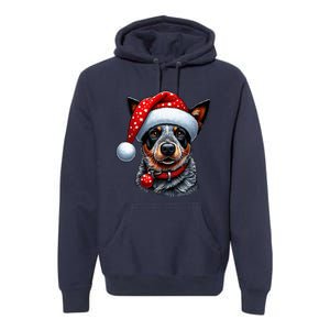 Cattle Dog With Santa Hat Premium Hoodie