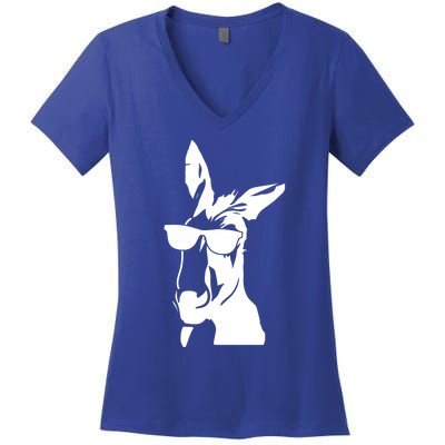 Cool Donkey With Sunglasses For Men Women Kids Boys Girls Gift Women's V-Neck T-Shirt