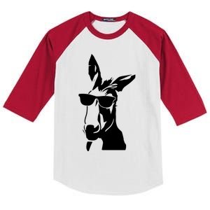 Cool Donkey With Sunglasses For Men Women Kids Boys Girls Gift Kids Colorblock Raglan Jersey