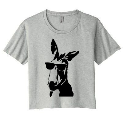 Cool Donkey With Sunglasses For Men Women Kids Boys Girls Gift Women's Crop Top Tee