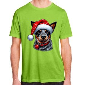 Cattle Dog With Santa Hat Adult ChromaSoft Performance T-Shirt