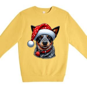 Cattle Dog With Santa Hat Premium Crewneck Sweatshirt