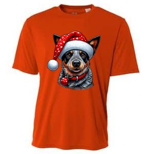 Cattle Dog With Santa Hat Cooling Performance Crew T-Shirt