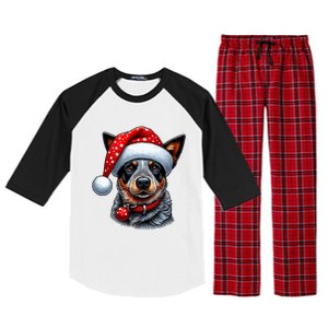 Cattle Dog With Santa Hat Raglan Sleeve Pajama Set