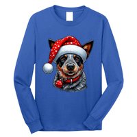 Cattle Dog With Santa Hat Long Sleeve Shirt