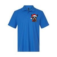 Cattle Dog With Santa Hat Softstyle Adult Sport Polo