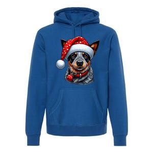 Cattle Dog With Santa Hat Premium Hoodie