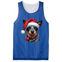 Cattle Dog With Santa Hat Mesh Reversible Basketball Jersey Tank