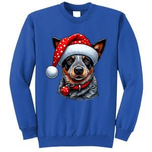 Cattle Dog With Santa Hat Tall Sweatshirt