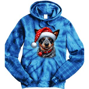 Cattle Dog With Santa Hat Tie Dye Hoodie