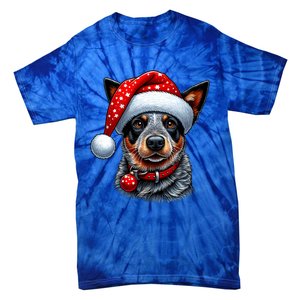 Cattle Dog With Santa Hat Tie-Dye T-Shirt