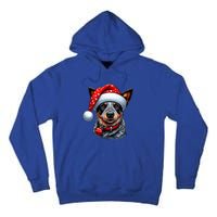 Cattle Dog With Santa Hat Tall Hoodie