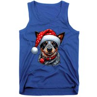 Cattle Dog With Santa Hat Tank Top