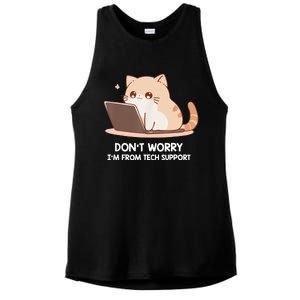 Cat DonT Worry IM From Tech Support Ladies PosiCharge Tri-Blend Wicking Tank