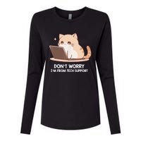 Cat DonT Worry IM From Tech Support Womens Cotton Relaxed Long Sleeve T-Shirt