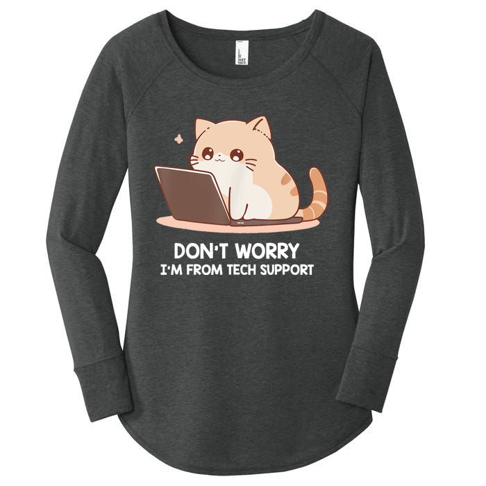 Cat DonT Worry IM From Tech Support Women's Perfect Tri Tunic Long Sleeve Shirt