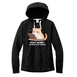 Cat DonT Worry IM From Tech Support Women's Fleece Hoodie