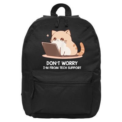 Cat DonT Worry IM From Tech Support 16 in Basic Backpack