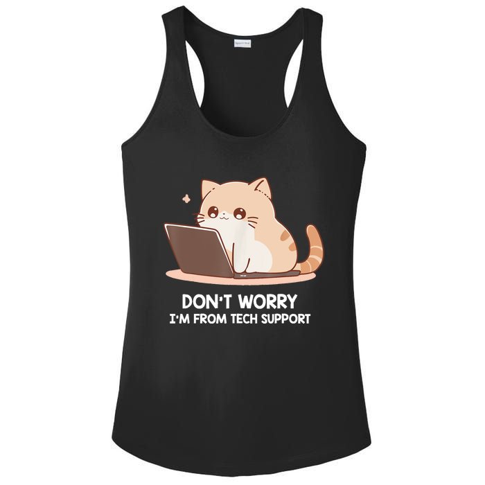 Cat DonT Worry IM From Tech Support Ladies PosiCharge Competitor Racerback Tank