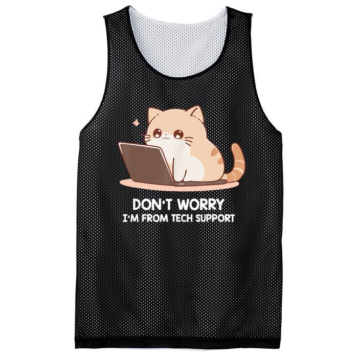 Cat DonT Worry IM From Tech Support Mesh Reversible Basketball Jersey Tank