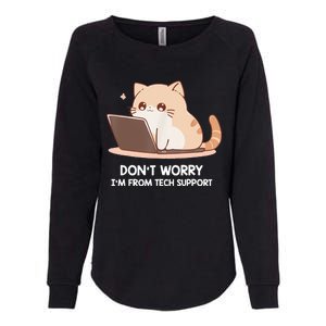 Cat DonT Worry IM From Tech Support Womens California Wash Sweatshirt