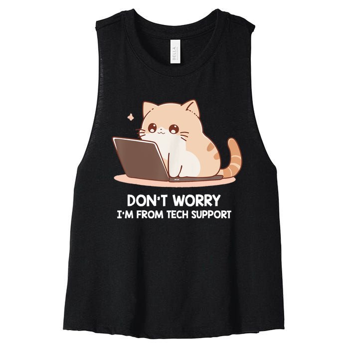 Cat DonT Worry IM From Tech Support Women's Racerback Cropped Tank