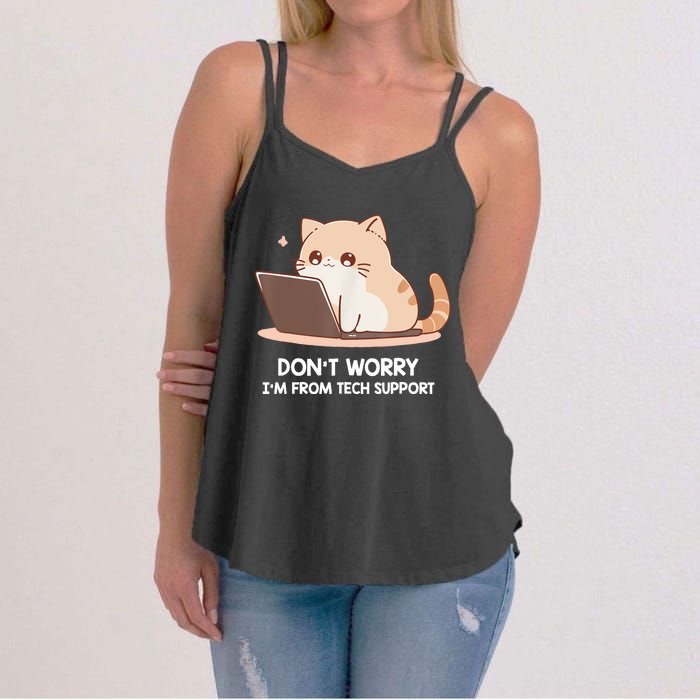 Cat DonT Worry IM From Tech Support Women's Strappy Tank