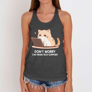 Cat DonT Worry IM From Tech Support Women's Knotted Racerback Tank