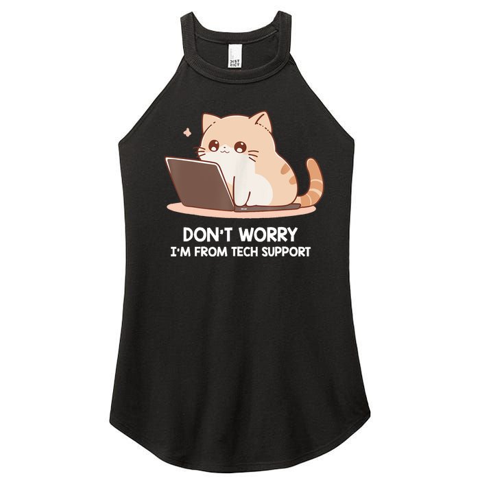 Cat DonT Worry IM From Tech Support Women's Perfect Tri Rocker Tank