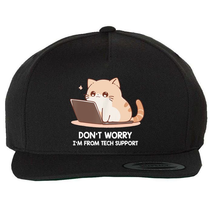 Cat DonT Worry IM From Tech Support Wool Snapback Cap