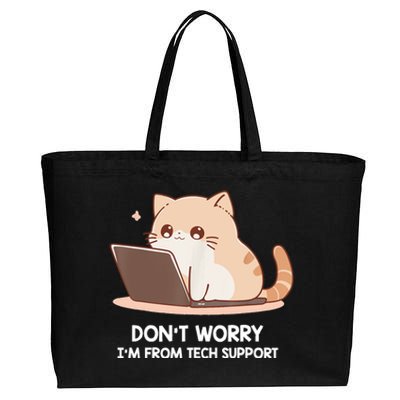 Cat DonT Worry IM From Tech Support Cotton Canvas Jumbo Tote