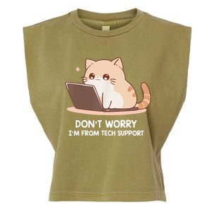 Cat DonT Worry IM From Tech Support Garment-Dyed Women's Muscle Tee