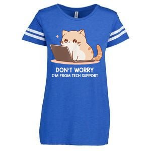 Cat DonT Worry IM From Tech Support Enza Ladies Jersey Football T-Shirt